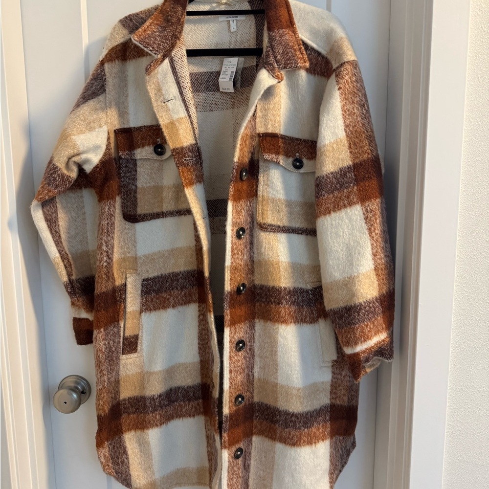 Plaid Button-Up Coat women’s size large brand new with tags